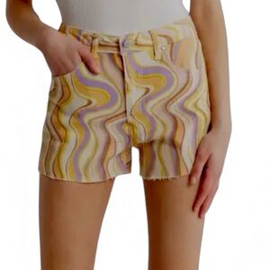 TINSELTOWN Wavy Swirl Jean Shorts Cut-offs Retro Mod Boho 5 27…